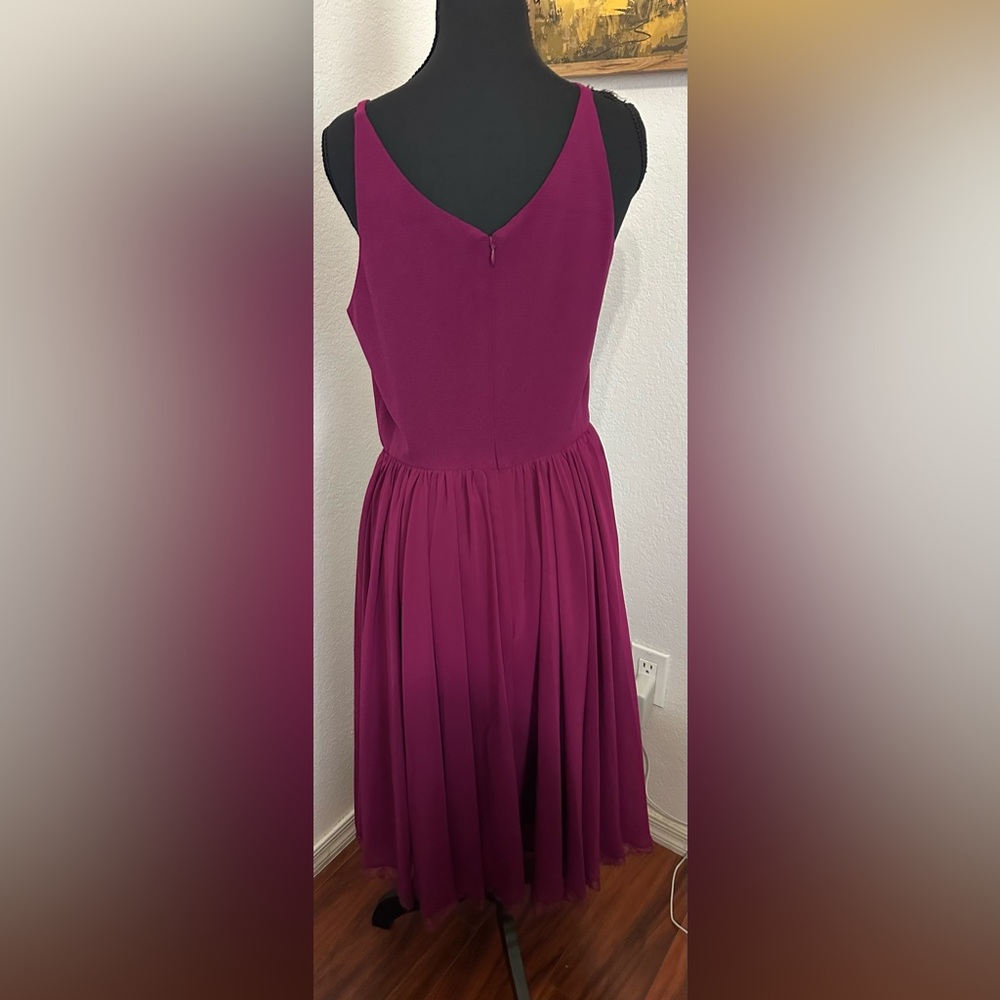 Dress the Population Alicia Sleeveless Midi Dress in Deep Magenta Purple - Sz M - Picture 5 of 11